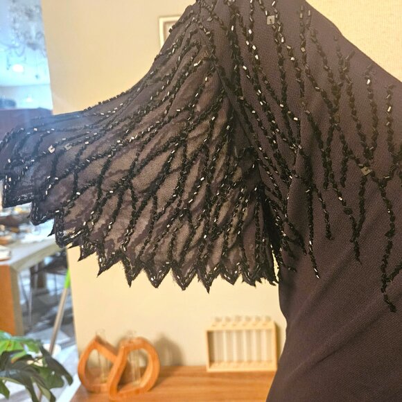 NWT J Kara Beaded Midi Dress, Sz 14P - Picture 6 of 7